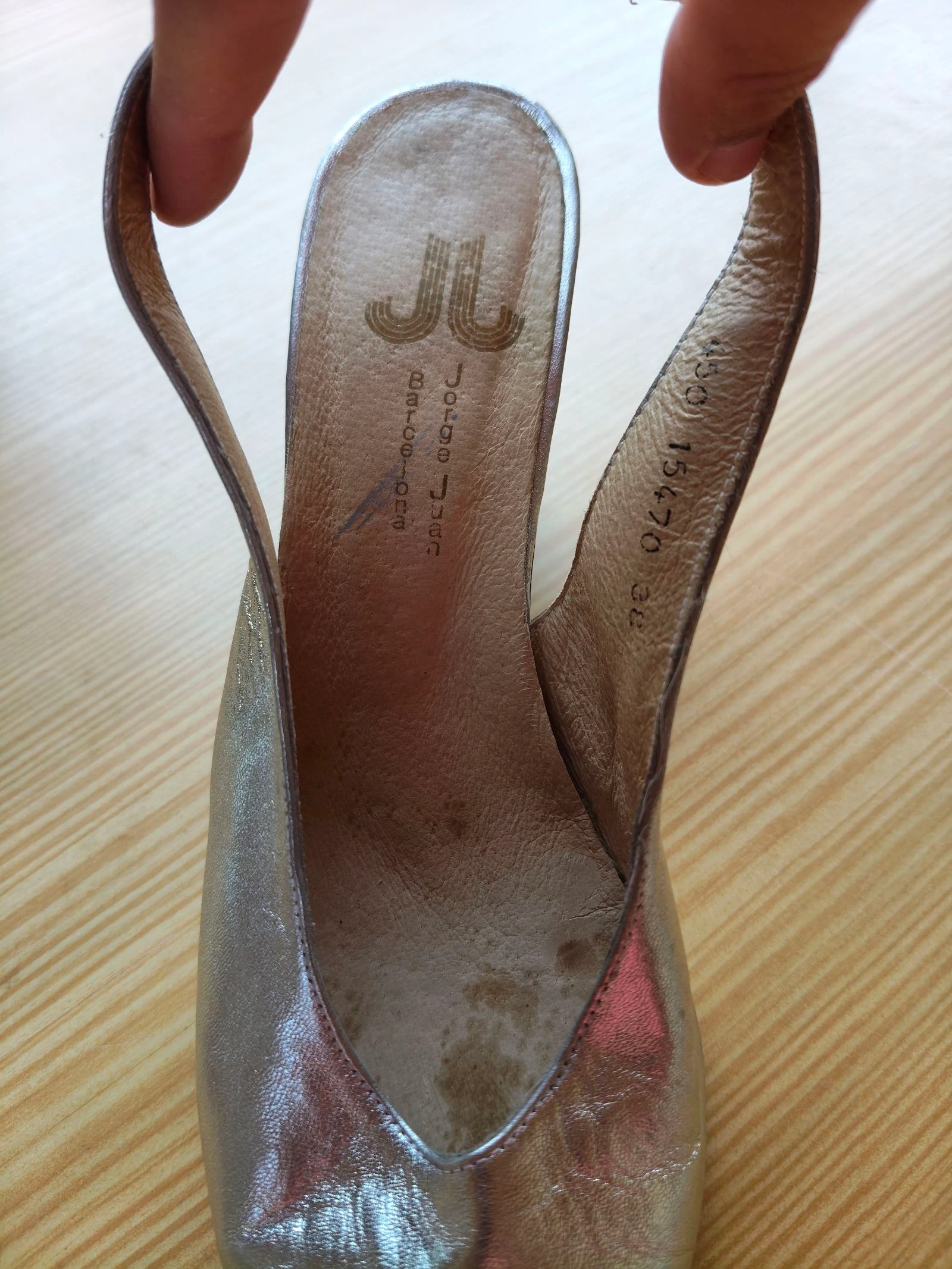 JJ-Zilveren lederen hakken dames 38 beklede middelhoge hak – photo 5